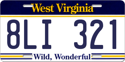 WV license plate 8LI321
