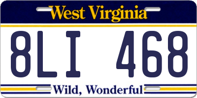 WV license plate 8LI468