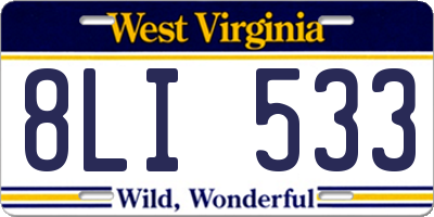 WV license plate 8LI533