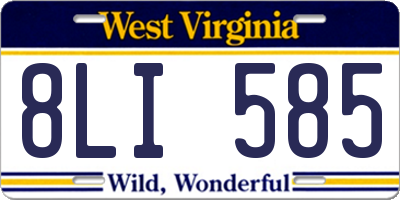 WV license plate 8LI585