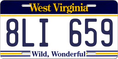 WV license plate 8LI659