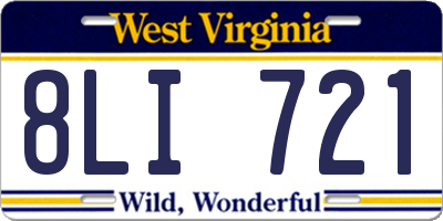 WV license plate 8LI721