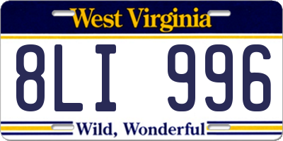 WV license plate 8LI996