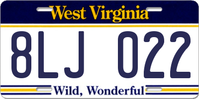 WV license plate 8LJ022