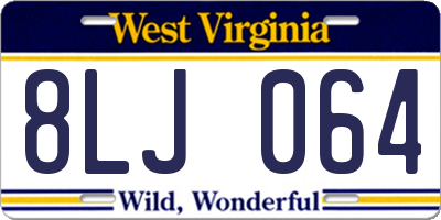 WV license plate 8LJ064