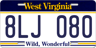 WV license plate 8LJ080