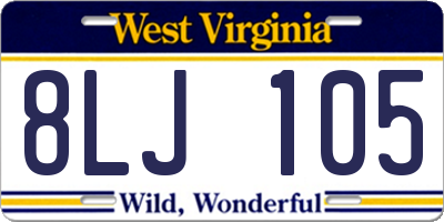WV license plate 8LJ105