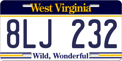 WV license plate 8LJ232