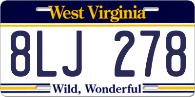 WV license plate 8LJ278
