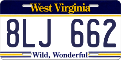 WV license plate 8LJ662