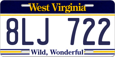 WV license plate 8LJ722