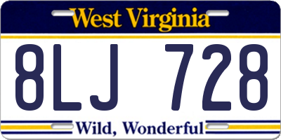 WV license plate 8LJ728