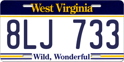 WV license plate 8LJ733