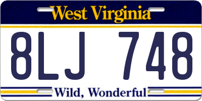 WV license plate 8LJ748