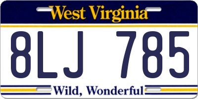 WV license plate 8LJ785