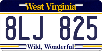 WV license plate 8LJ825
