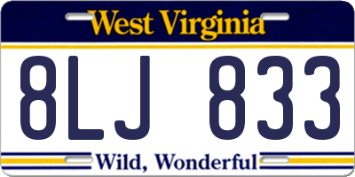 WV license plate 8LJ833