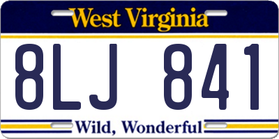 WV license plate 8LJ841