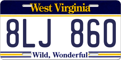 WV license plate 8LJ860