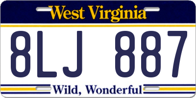 WV license plate 8LJ887