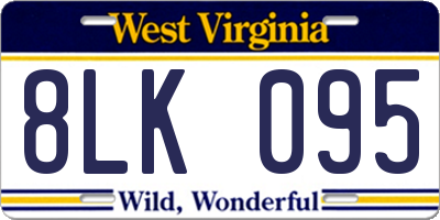 WV license plate 8LK095