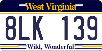 WV license plate 8LK139