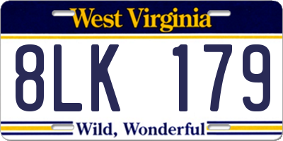 WV license plate 8LK179