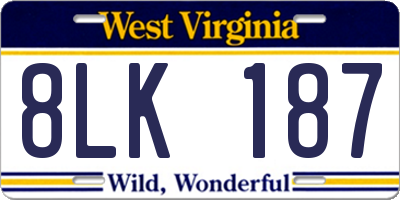 WV license plate 8LK187