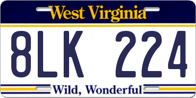 WV license plate 8LK224