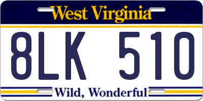 WV license plate 8LK510