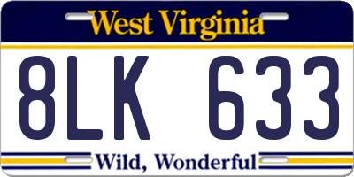 WV license plate 8LK633