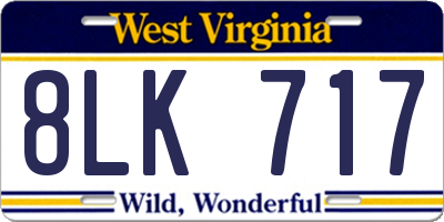 WV license plate 8LK717