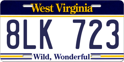 WV license plate 8LK723