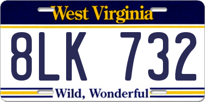 WV license plate 8LK732