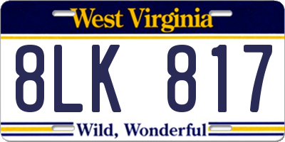 WV license plate 8LK817