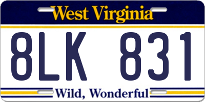 WV license plate 8LK831