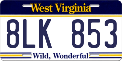 WV license plate 8LK853