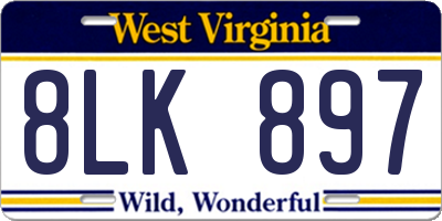 WV license plate 8LK897