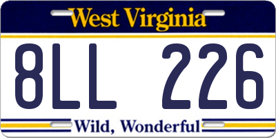 WV license plate 8LL226