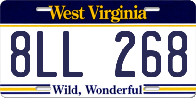 WV license plate 8LL268