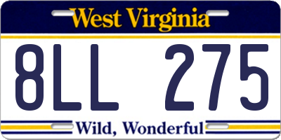WV license plate 8LL275