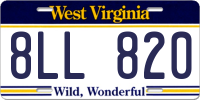 WV license plate 8LL820