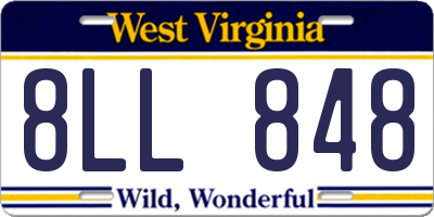 WV license plate 8LL848