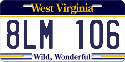 WV license plate 8LM106