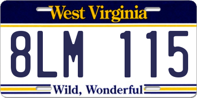 WV license plate 8LM115