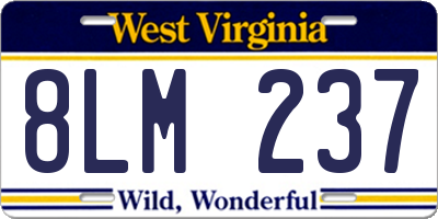 WV license plate 8LM237