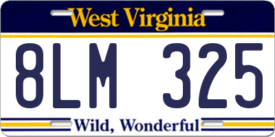 WV license plate 8LM325