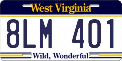 WV license plate 8LM401