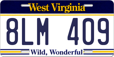 WV license plate 8LM409