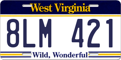WV license plate 8LM421